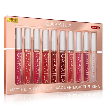 CAKAILA 10pcs Set Nude Lip Gloss Lipstick Set