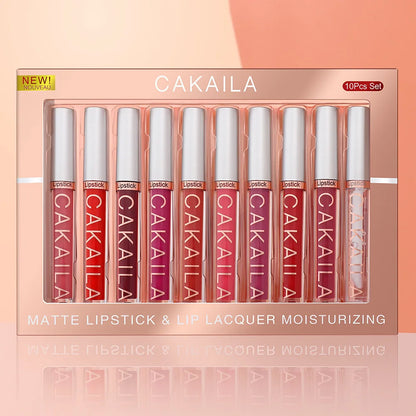 CAKAILA 10pcs Set Nude Lip Gloss Lipstick Set